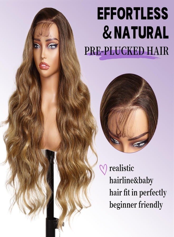 AISI HAIR 13×4 HD Ombre Blonde Lace Front Wigs for Women - Pre Plucked Long Body Wavy Synthetic Lace Wig with Baby Hair, Beginner Friendly, Natural Looking, Free Part 28 Inch - Image 4